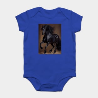 Friesian Horse - Oil paint Baby Bodysuit